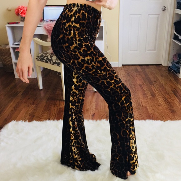 Pants - Vintage Velvet Leopard Print Wide Leg Pants | SM